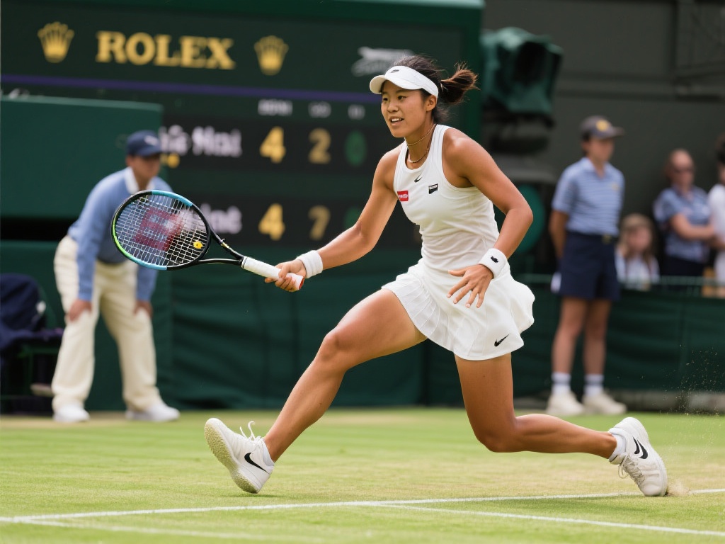 滑倒无阻前行，郑钦文草地首进四强